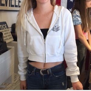 Brandy Melville Santa Monica cropped white hoodie